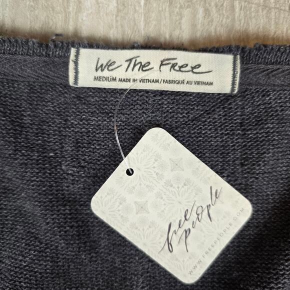 NWT We The Free FREE PEOPLE Like A Boss Cotton Blend Sweater In Gray Medium - Picture 2 of 4